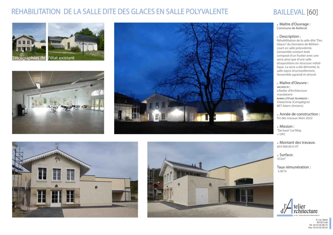 Réhabilitation de salle en espace polyvalent Bailleval