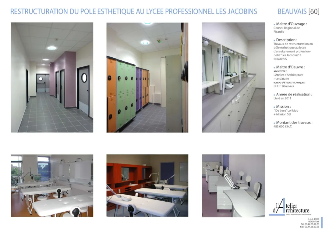 Réaménagement esthétique lycée professionnel Les Jacobins Beauvais.