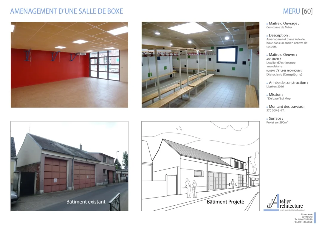 Aménagement salle de boxe, photos et plans.