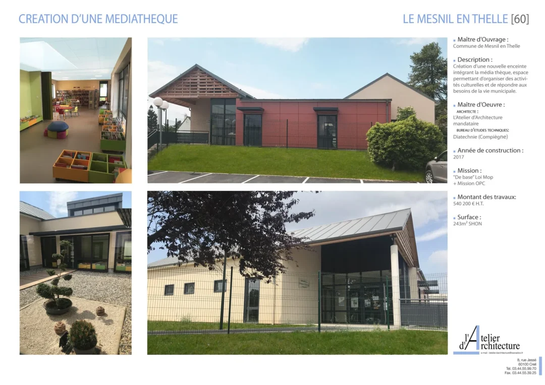 Création d'une médiathèque moderne à Mesnil en Thelle.